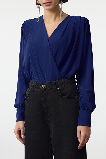 Trendyol Collection Saks Wickel-Strickbody mit Druckknopfverschluss