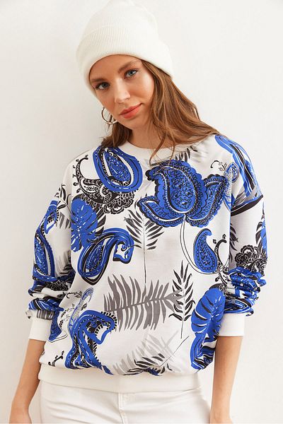 Olalook Saks Blue Palm Basic pulóver - puha és laza SWT- 19000457