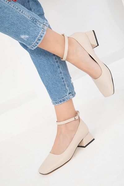 SOHO Beige Classic Women's Heeled Shoes - 19783