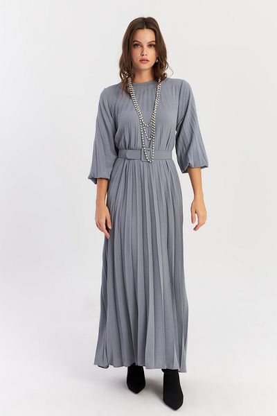 Cool & Modest Indigó maxi ruha - öv és ránc, ALZ500