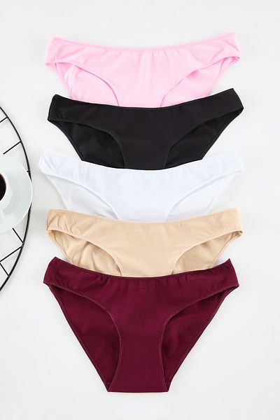 Trendyol Collection Multicolored 5-Pack Cotton Classic Knitted Panties Thmaw25Ku00026