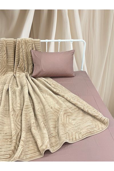 Özdilek Beige Single Thick Embos Blanket