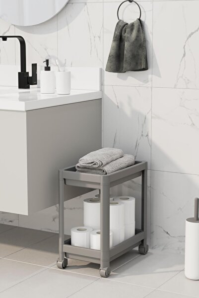 Mutfak Köşesi 2-рівневий регульований візок на коліщатках, полиця для ванної кімнати, кухонна стільниця та підставка під раковину, полиця для миючих засобів