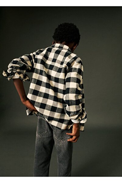 MANGO Kids Καρό βαμβακερό μπλουζάκι