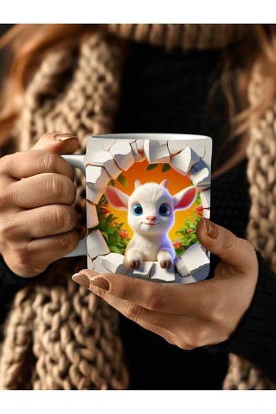 Evion Baby Animal Printed 3D Design Ceramic Mug - Gift Mug Cup