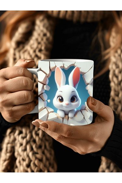 Evion Baby Animal Printed 3D Design Ceramic Mug - Gift Mug Cup