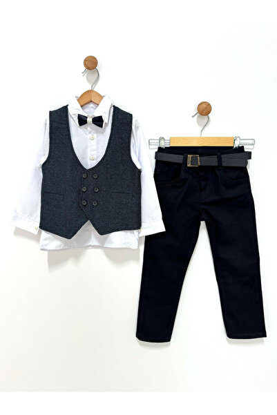 By Cwhr Yelekli Smokin Papyon Gömlek Kemerli Erkek Çocuk Pantolon Yelekli Erkek Çocuk Takım Elbise