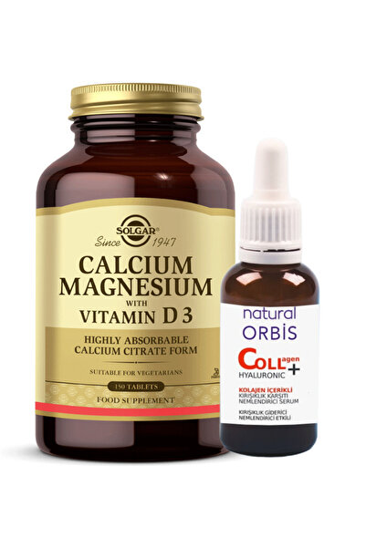 Solgar Calcium Magnesium Vitamin D3 150 Tablet (HEDIYE KOLAJEN SERUM 30 ML KALSİYUM MAGNESYUM)