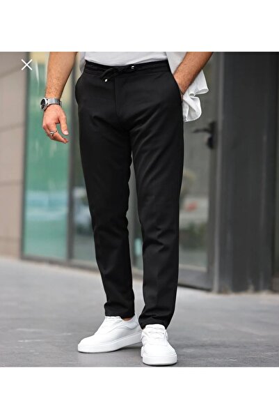 kuru Jeans Joger Cut Black Pants with Elastic Waist