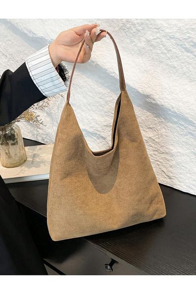 İAMBTŞY Geantă tote casual de mare capacitate Geantă de mână din piele intoarsa la modă pentru femei pentru utilizare zilnică și navetă