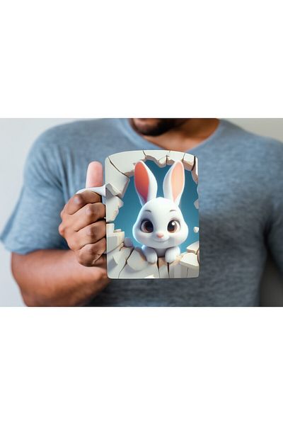 Evion Baby Animal Printed 3D Design Ceramic Mug - Gift Mug Cup