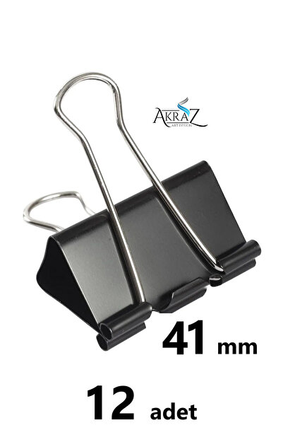 Akraz Art Design Metal double kıskaç klips siyah 41 mm 12 adet