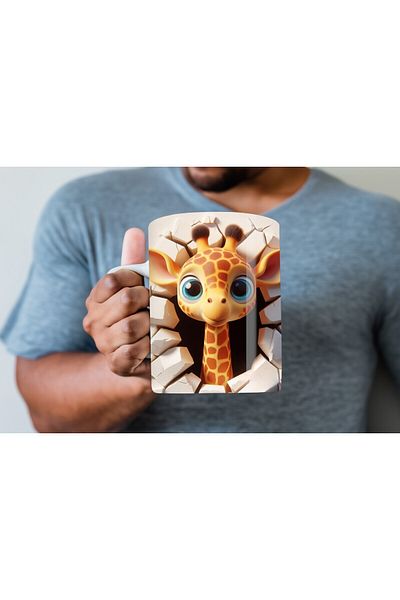 Evion Baby Animal Printed 3D Design Ceramic Mug - Gift Mug Cup