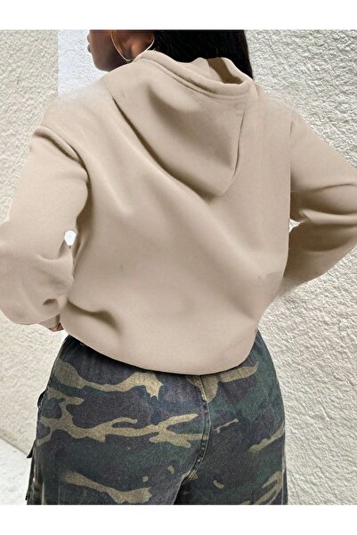 over head oh Μπεζ Prosecco Printed Oversize Γυναικεία κουκούλα - 3 κλωστές