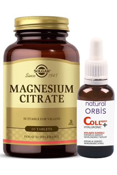 Solgar Magnesium Citrate 60 Tablet (HEDIYE KOLAJEN SERUM 30 ML (MAGNEZYUM MAGNESYUM SİTRAT)
