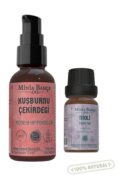 Minia Bahçe Bitki ve Sanat Atölyesi 50ml Cold Pressed Rosehip Seed Oil and 10ml Nioli Essential Oil
