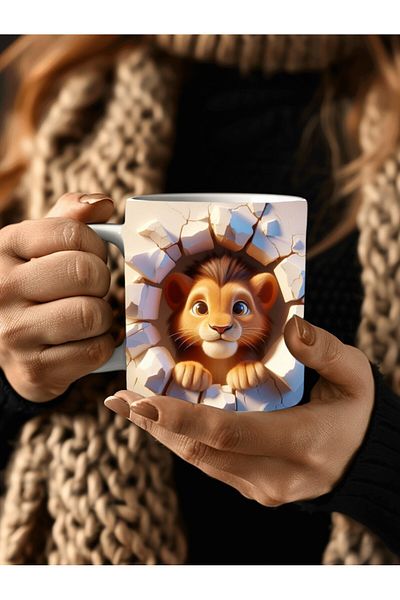 Evion Baby Animal Printed 3D Design Ceramic Mug - Gift Mug Cup