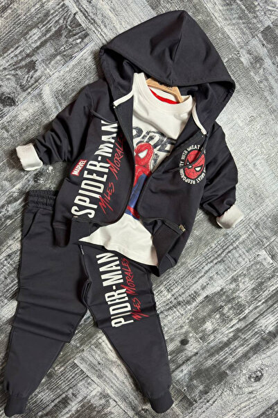 SPIDERMAN Boy's 3-Piece Hooded Spiderman Top and Bottom Set - 2 Thread