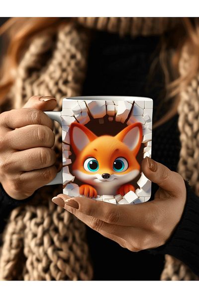 Evion Baby Animal Printed 3D Design Ceramic Mug - Mug