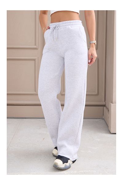 Elif Özbey Butik Γκρι παντελόνι Palazzo με τρεις κλωστές