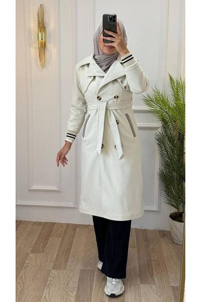 Tebrikler tekstil New Season Women's Winter Midi Trench Coat Stylish and Modern Suitable for Daily Use Model G1206