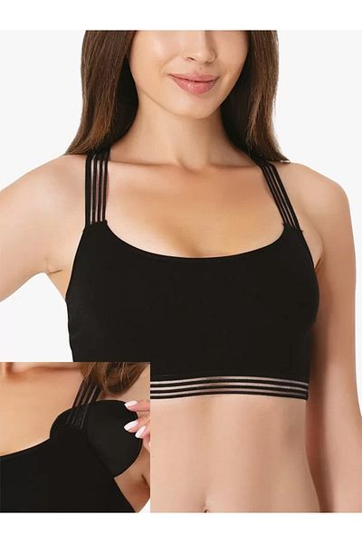 by İGP Μαύρο σουτιέν Bustier Modal με σταυρωτά μαξιλαράκια στην πλάτη