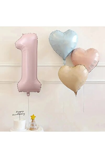 Bkmc Σετ μπαλόνι γενεθλίων με ροζ αλουμινόχαρτο 1 έτους ροζ ρετρό μπλε ροζ σα...