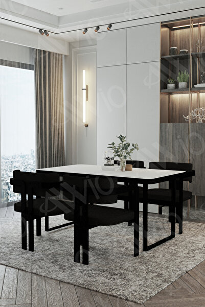 AVVİO MARY Metal Ayak Tokyo Demonte Sandalye 80x120 Yemek Masası Mutfak Masası 4 Kişilik