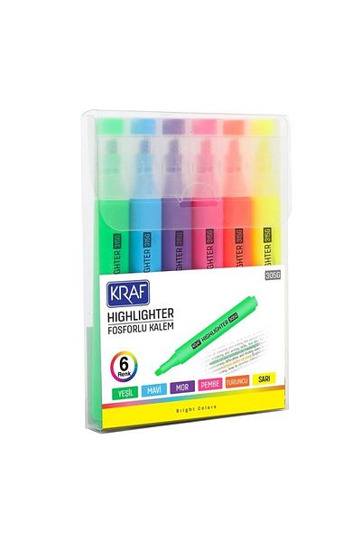KRAF 6 Bright Colors Highlighter Pens - 315g
