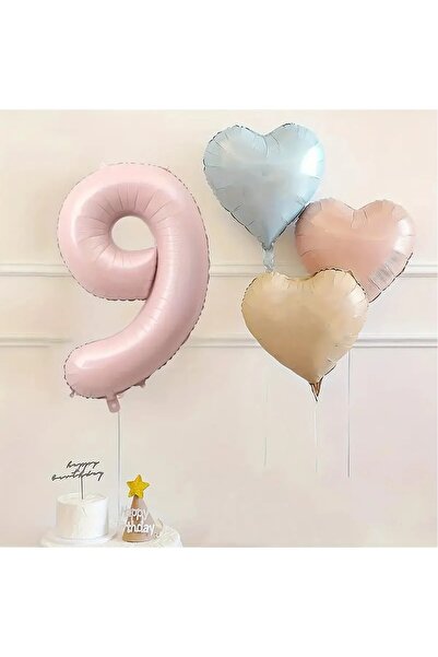 Bkmc Balon din folie cu cifre roz de 9 ani, retro, albastru, roz, satin, balo...