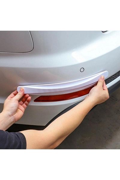 Busstier Car Bumper Protector - Carbon Pattern, 2 Pieces Soft Flexible Design (White)