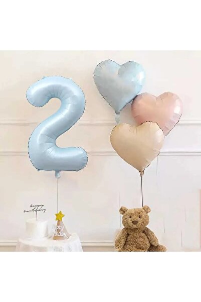 Bkmc Σετ μπαλόνι γενεθλίων με μπαλόνι με φύλλο μπλε αριθμό 2 ετών
