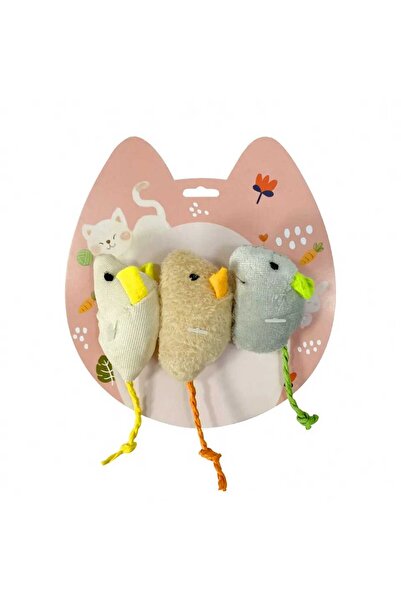 SARFEX 3-Piece Mini Plush Cat Play Mouse with Catnip Herb Cat Toy with Cat Herbs