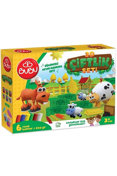 Bubu 3D Farm Play Dough Mold and 6 Color Play Dough Set