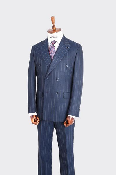 Kadir Büyükkaya Swallow Collar Double Breasted Men's Suit-Kax1201S