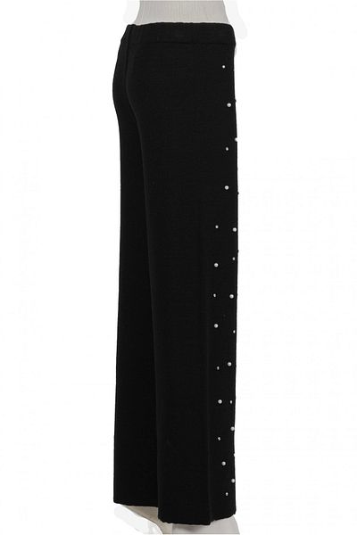 Invee Pantaloni tricotaj INVEE 6950 cu perle - negru
