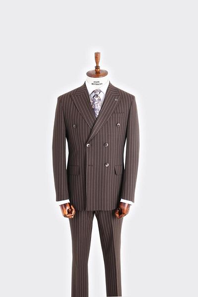Kadir Büyükkaya Swallow Collar Double Breasted Men's Suit-Kax1200S