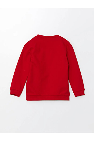 LC Waikiki Kids Kırmızı Bisiklet Yaka Atatürk Baskılı Erkek Bebek Sweatshirt