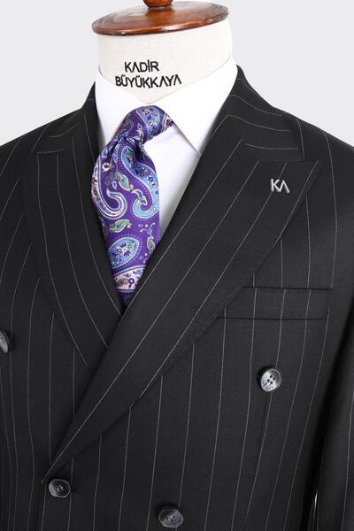 Kadir Büyükkaya Kırlangıç Yaka Kruvaze Erkek Takım Elbise-KAX1201S