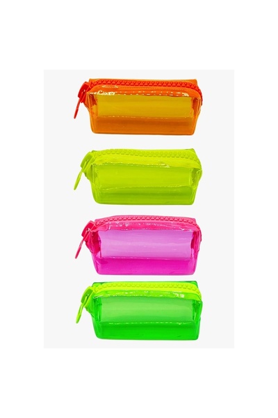 UNICUS Uncs-911 Big Zip Neon Şeffaf Kalın Fermuarlı Tek Gözlü Xl Kalem Çantası