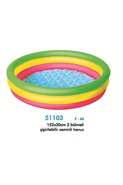 BESTWAY Bw51103 Şişme Taban 3 Halkalı Yuvarlak Şişme Çocuk Havuzu 102x24cm Ku...