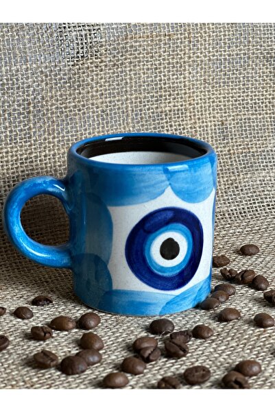 Naturlife Handmade Evil Eye Bead Patterned Ceramic Coffee & Espresso Cup