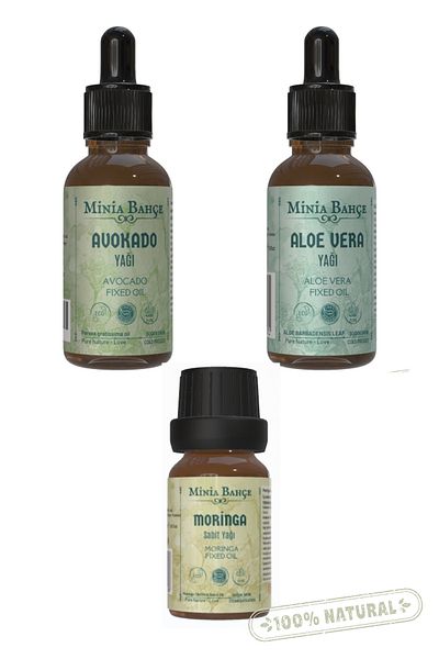 Minia Bahçe Bitki ve Sanat Atölyesi Avocado Oil 30 Ml, Aloe Vera Oil 30 Ml, Moringa Oil 10 ml