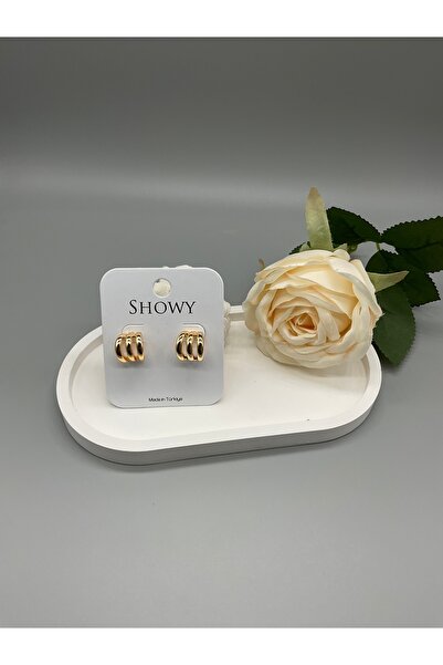 REYNA Kadın Gold Renk Halka Model Minimal Küpe