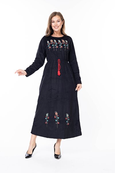 mervemoda Women's Long Sleeve Velvet Dress