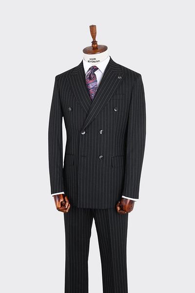 Kadir Büyükkaya Swallow Collar Double Breasted Men's Suit-Kax1202S