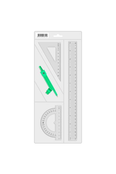 HATAS 00812 Economic Drawing Set with Jibs - 30 cm with Ruler