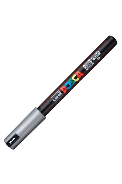 UNİ-BALL UNI POSCA Water-Based Poster Marker - 0.7 PC-1MR Silver