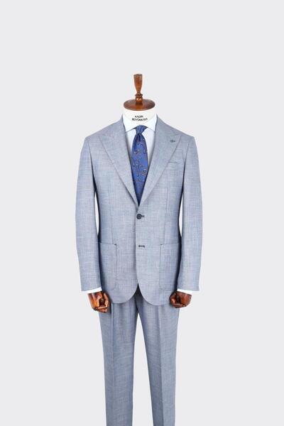 Kadir Büyükkaya Kırlangıç Yaka Pileli Erkek Takım Elbise-KAX1302S