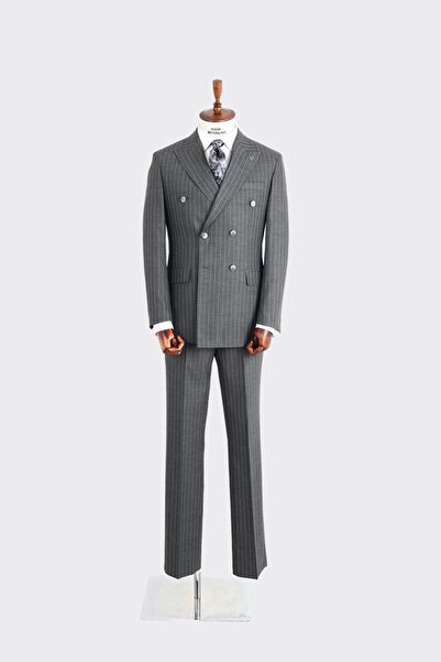 Kadir Büyükkaya Kırlangıç Yaka Kruvaze Erkek Takım Elbise-KAX1202S